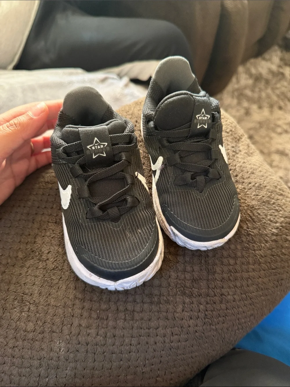 Nike Kids Black Sneakers with White Swoosh